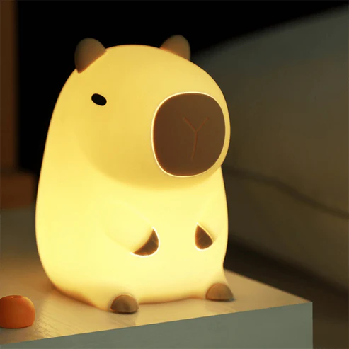 Veilleuse Capybara mou en silicone à LED - Cadeau Parfait pour Enfants et Filles