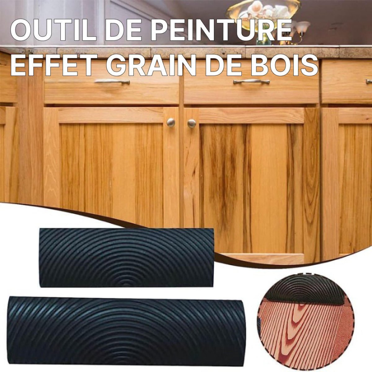 PRO Kit Brosses de peinture effet Bois Naturel (2 tailles incluses 8,5cm et 13cm)